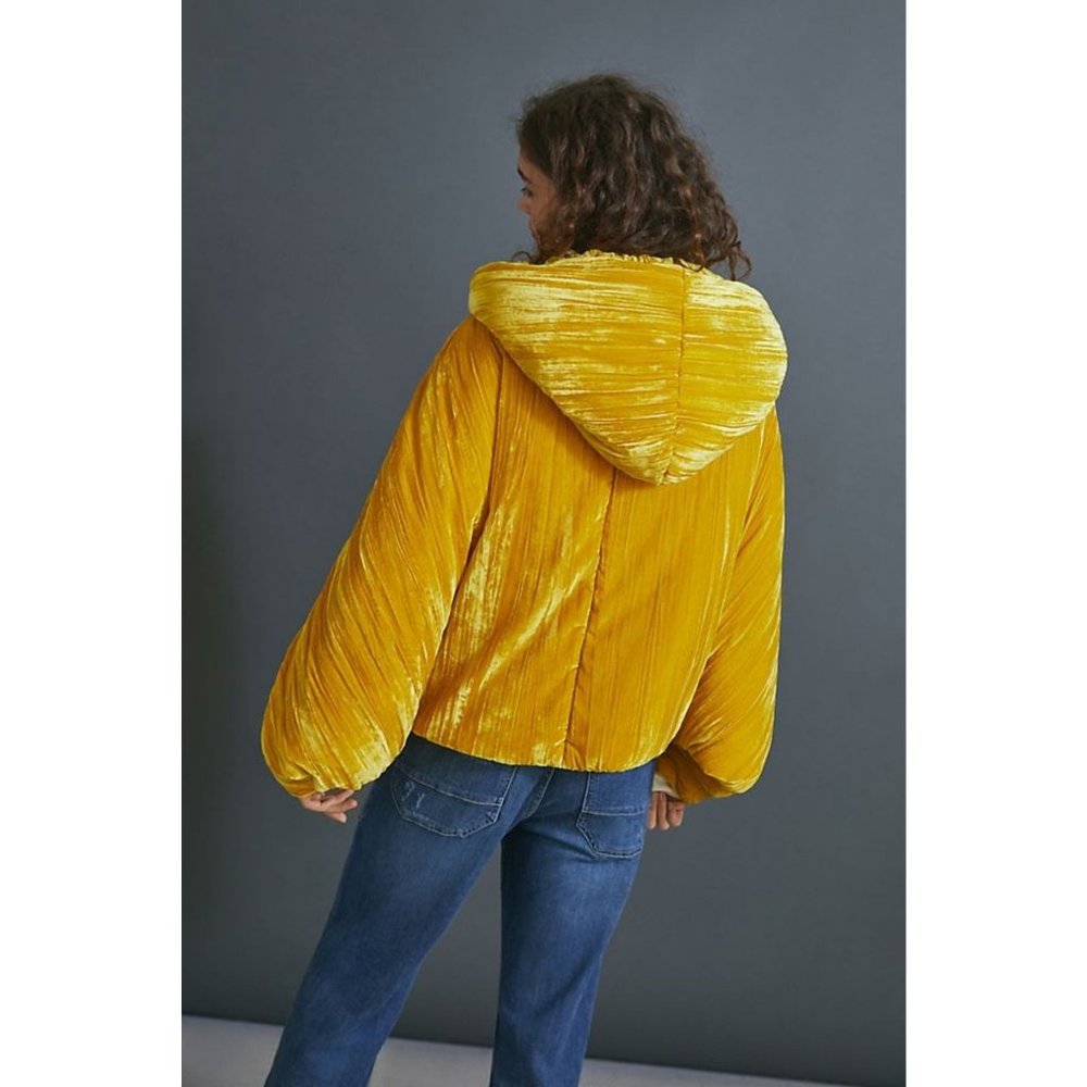 Anthropologie OOF Saffron Velvet Puffer Jacket - Picture 2 of 15